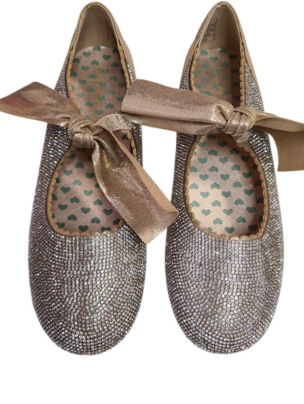 Dream Pairs Gold Rhinestone Crystal Ballet Flats Bow Size 5